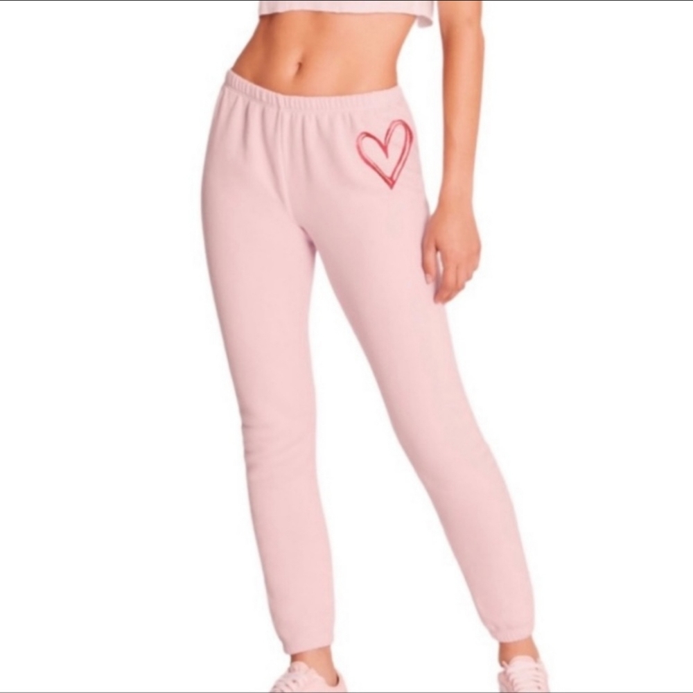 Wildfox Sketchy Heart pink sweatpants - Picture 1 of 6
